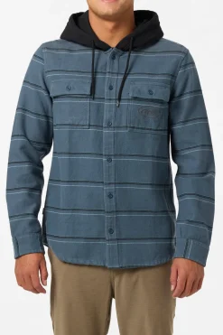 Archer Hooded Flannel Standard Fit Long Sleeve Shirt - Dark Slate | O'Neill