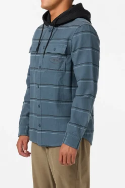 Archer Hooded Flannel Standard Fit Long Sleeve Shirt - Dark Slate | O'Neill