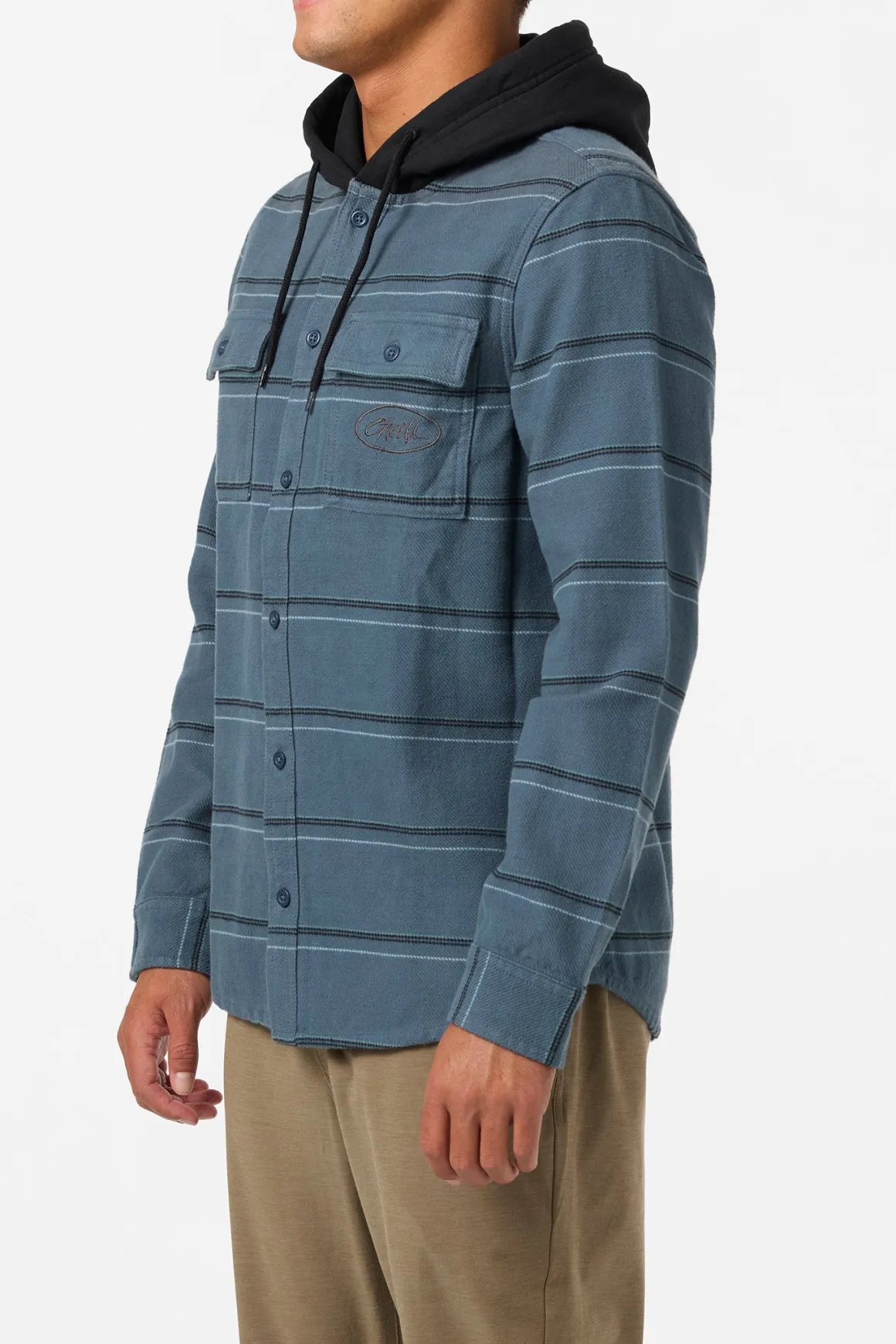 Archer Hooded Flannel Standard Fit Long Sleeve Shirt - Dark Slate | O'Neill