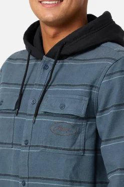 Archer Hooded Flannel Standard Fit Long Sleeve Shirt - Dark Slate | O'Neill