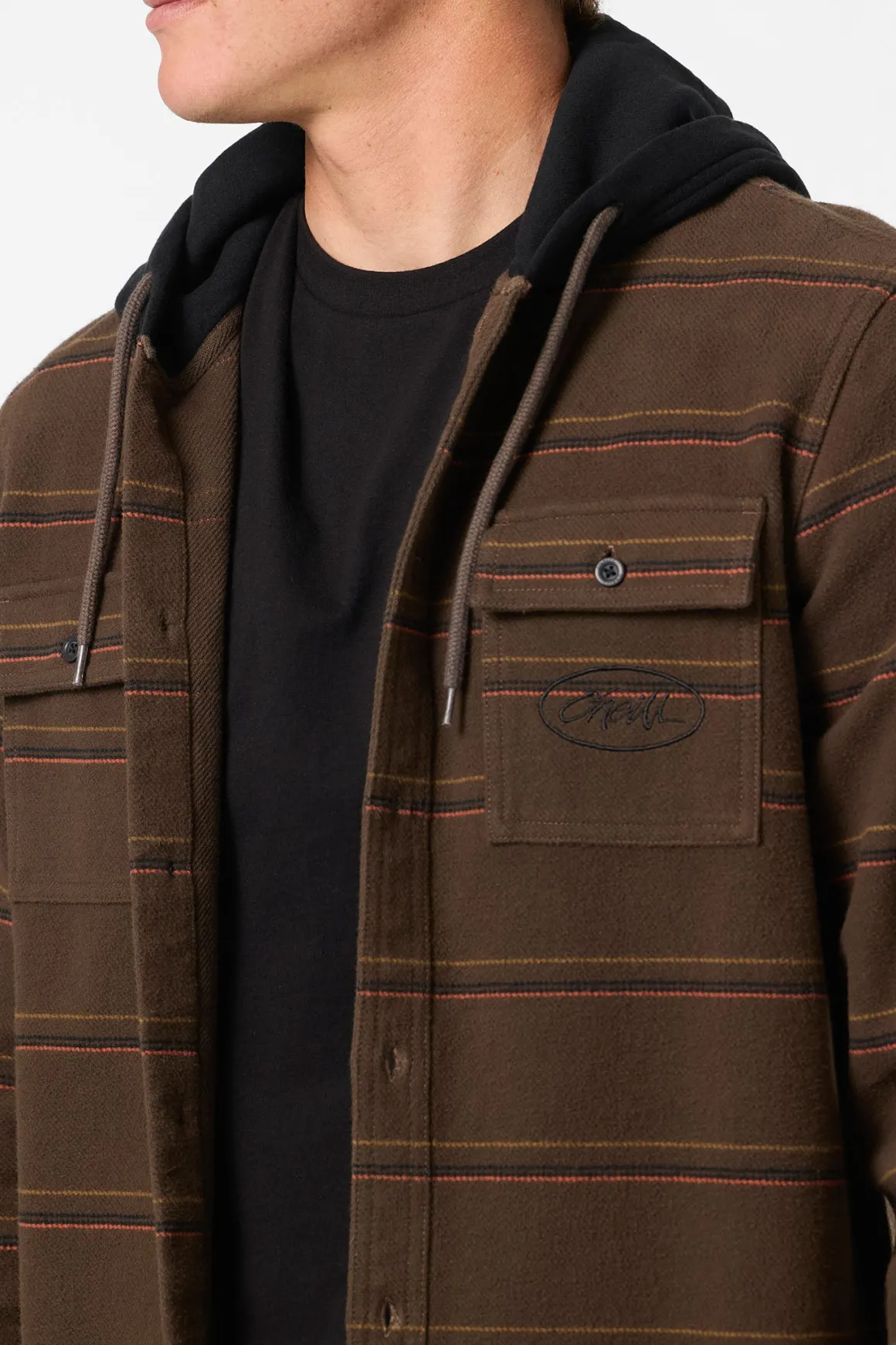 Archer Hooded Flannel Standard Fit Long Sleeve Shirt - Turkish Coffee | O'Neill