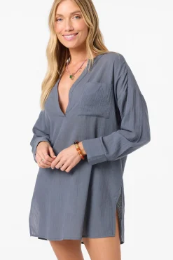 Belizin Long Sleeve Cover-Up Dress - Slate | O'Neill
