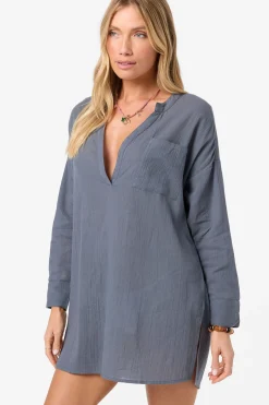 Belizin Long Sleeve Cover-Up Dress - Slate | O'Neill