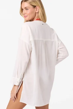 Belizin Long Sleeve Cover-Up Dress - White | O'Neill