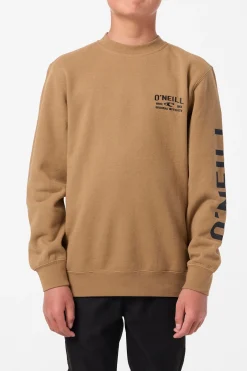 Boy's Fifty Two Cliffs Crew Crew Neck Fleece - Dark Khaki | O'Neill