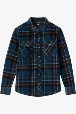 Boy's Glacier Plaid Superfleece Long Sleeve Shirt - Midnight Navy | O'Neill