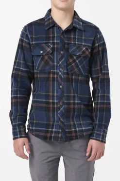 Boy's Glacier Plaid Superfleece Long Sleeve Shirt - Midnight Navy | O'Neill
