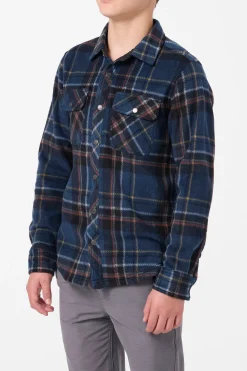 Boy's Glacier Plaid Superfleece Long Sleeve Shirt - Midnight Navy | O'Neill