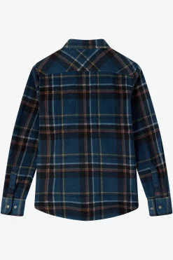 Boy's Glacier Plaid Superfleece Long Sleeve Shirt - Midnight Navy | O'Neill