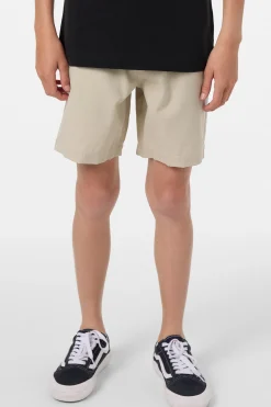 Boy's Reserve Light Check Elastic Waist 16"'' Hybrid Shorts - Lt Khaki | O'Neill