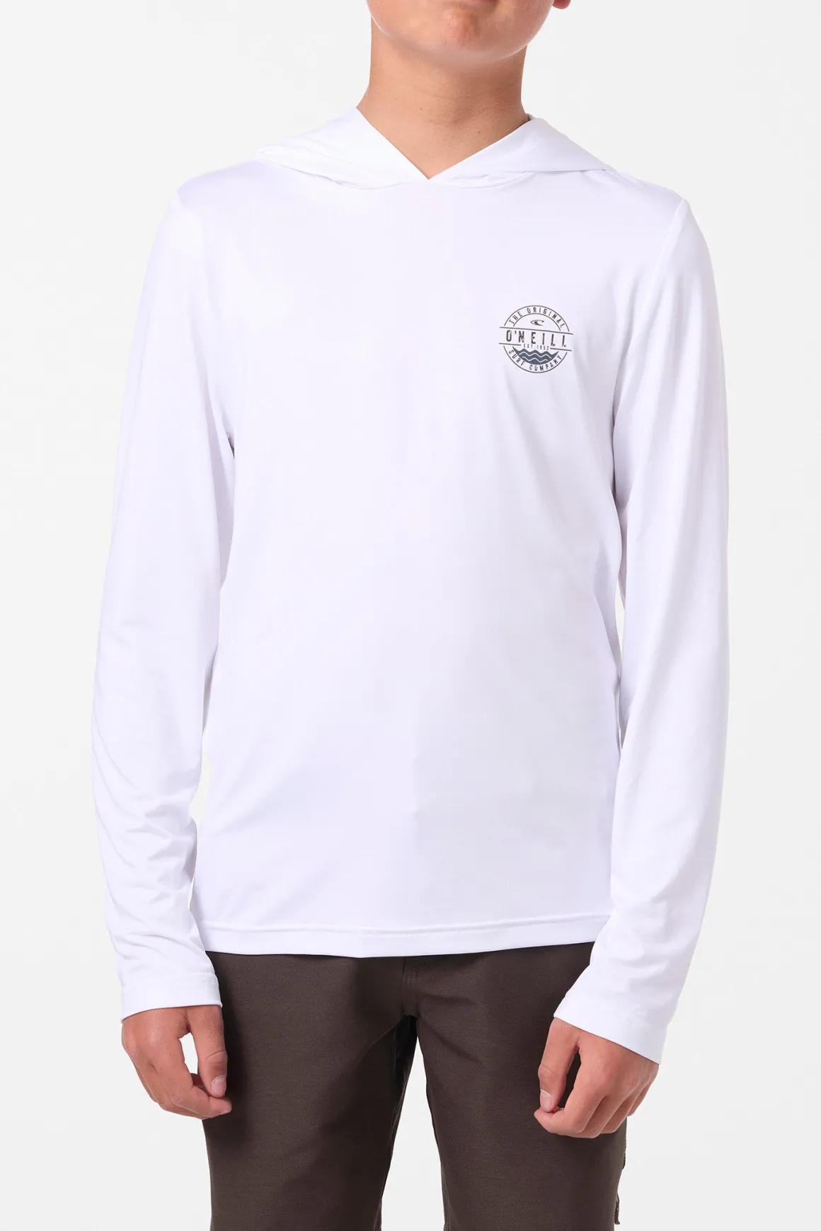 Boy's TRVLR Upf Hooded Ls - Blaze Long Sleeve Pullover - White | O'Neill