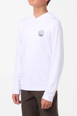 Boy's TRVLR Upf Hooded Ls - Blaze Long Sleeve Pullover - White | O'Neill