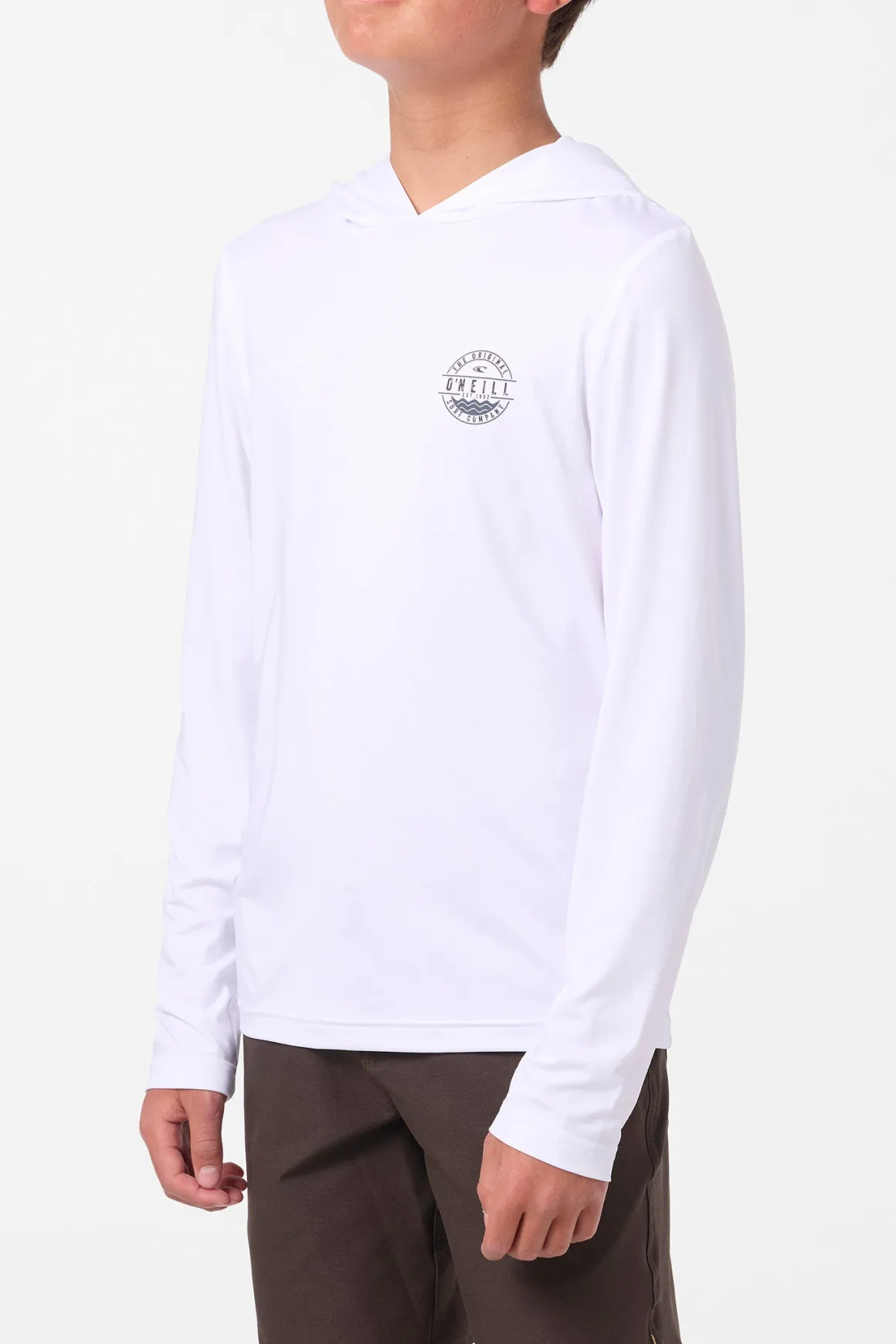 Boy's TRVLR Upf Hooded Ls - Blaze Long Sleeve Pullover - White | O'Neill