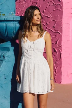 Camden Embroidered Mini Dress Short Dress - White | O'Neill