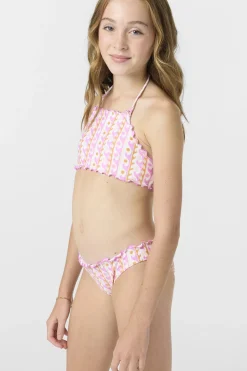 Girl's Balearic Waves Ruffle Edge High Neck Top Set