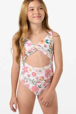 Girl's Camellia Floral Twisted One-Piece - Vanilla | O'Neill