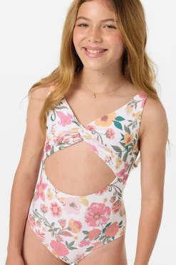 Girl's Camellia Floral Twisted One-Piece - Vanilla | O'Neill
