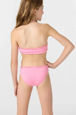 Girl's Dawnbreak Rib Hi-Neck Ruffle Edge Set High Neck Top Set - Sachet Pink | O'Neill