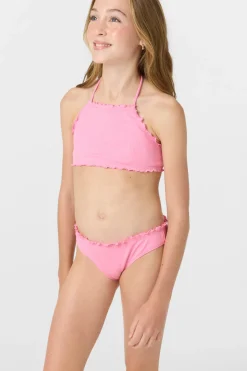 Girl's Dawnbreak Rib Hi-Neck Ruffle Edge Set High Neck Top Set