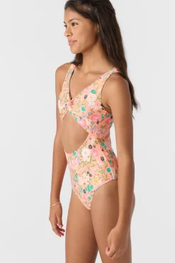 Girl's Kelly Floral Twisted One-Piece - Desert Flower | O'Neill