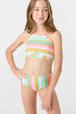 Girl's Low Tide Peekaboo High Neck Top Set - Multi Clr | O'Neill