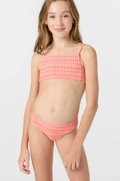 Girl's Paradise Plaid Square Neck Bralette Top Set - Sachet Pink | O'Neill