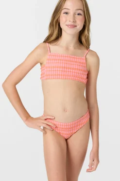 Girl's Paradise Plaid Square Neck Bralette Top Set - Sachet Pink | O'Neill