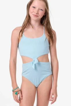 Girl's Shorebreak Rib Knot Front One-Piece - Stratosphere | O'Neill