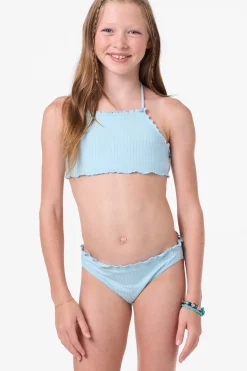 Girl's Shorebreak Rib Ruffle Edge High Neck Set - Stratosphere | O'Neill