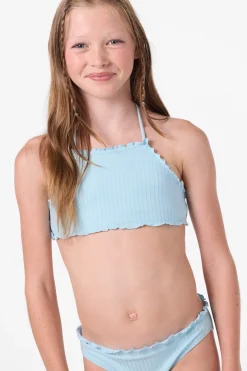 Girl's Shorebreak Rib Ruffle Edge High Neck Set - Stratosphere | O'Neill