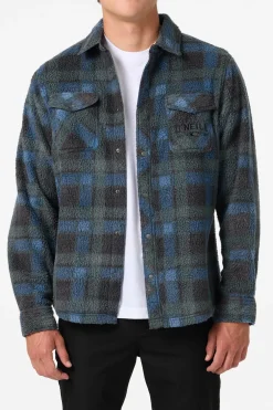 Glacier Plaid High Pile Superfleece Standard Fit Long Sleeve Shirt - Dark Slate | O'Neill