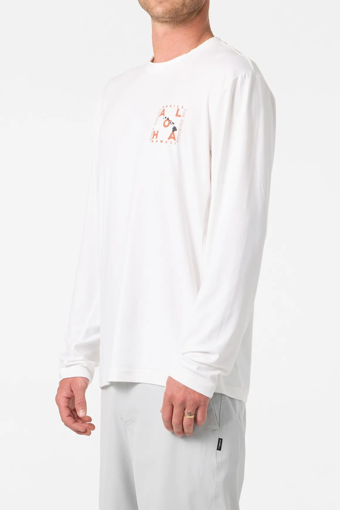 Hawaii Layout Upf Ls Shirt Standard Fit Long Sleeve Tee - White | O'Neill