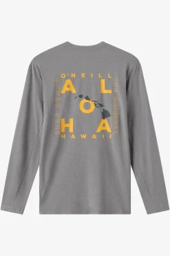 Hawaii Layout Upf Ls Shirt Standard Fit Long Sleeve Tee - Gargoyle Melange | O'Neill