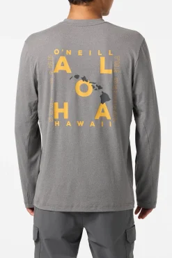Hawaii Layout Upf Ls Shirt Standard Fit Long Sleeve Tee - Gargoyle Melange | O'Neill