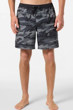 Hermosa Elastic Waist Lined 17" Swim Trunks Trunks - Black Camo | O'Neill