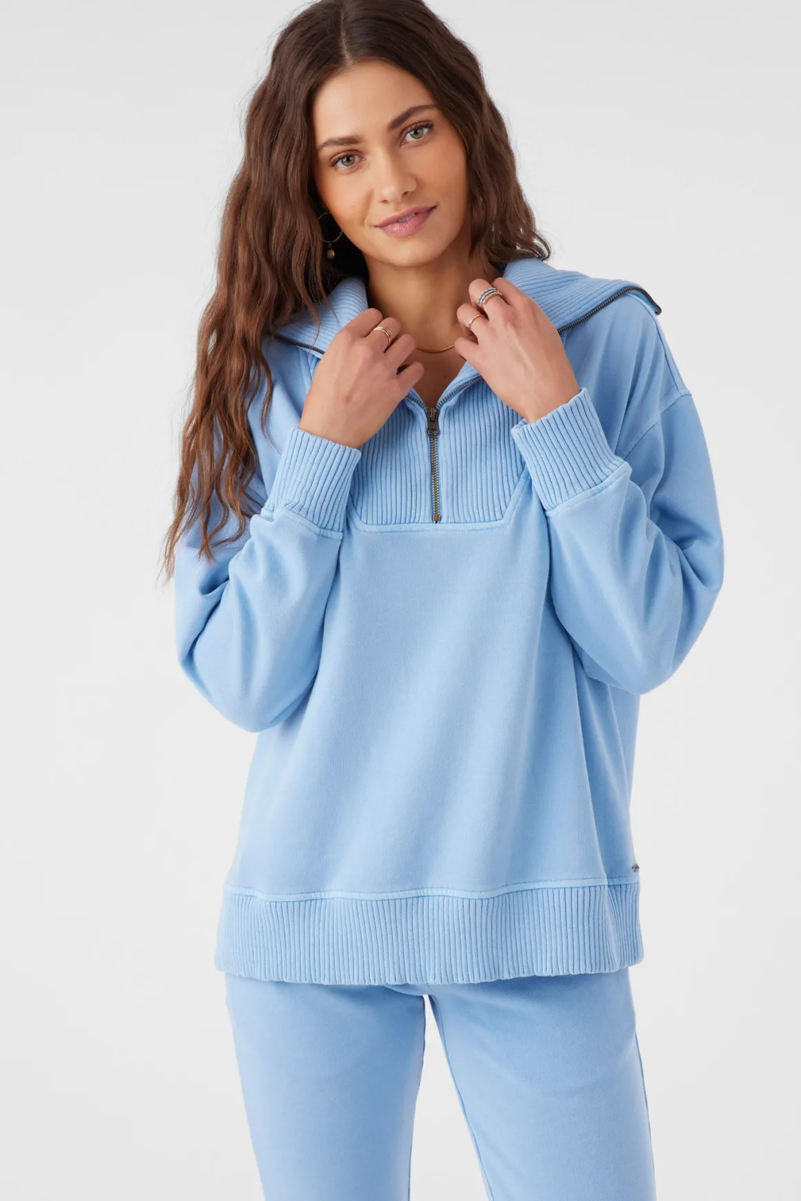 Karma Mock Zip Crew Neck Fleece - Chambray | O'Neill