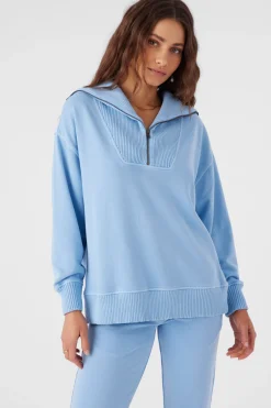 Karma Mock Zip Crew Neck Fleece - Chambray | O'Neill
