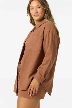 Leni Relaxed Ls Top Shirt Long Sleeve Top - Carob Brown | O'Neill