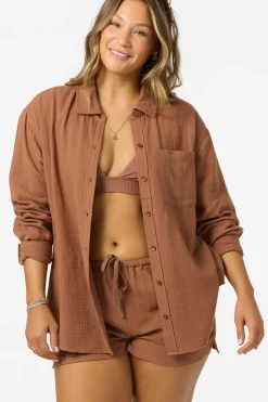 Leni Relaxed Ls Top Shirt Long Sleeve Top - Carob Brown | O'Neill