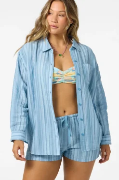 Leni Waves Stripe Relaxed Top Long Sleeve - Chambray Blue | O'Neill
