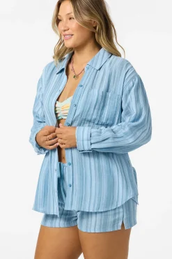 Leni Waves Stripe Relaxed Top Long Sleeve - Chambray Blue | O'Neill