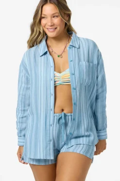 Leni Waves Stripe Relaxed Top Long Sleeve - Chambray Blue | O'Neill