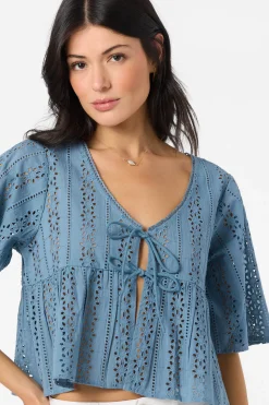 Loni Eyelet Top - Provincial Blue | O'Neill