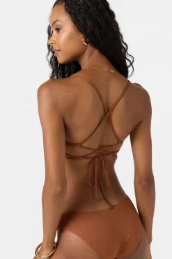 Saltwater Solids Rib Huntington Bralette Top - Rustic Brown | O'Neill