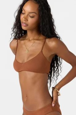 Saltwater Solids Rib Huntington Bralette Top - Rustic Brown | O'Neill