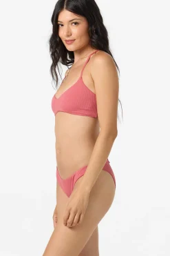 Saltwater Solids Rib Huntington Bralette Top - Baroque Rose | O'Neill