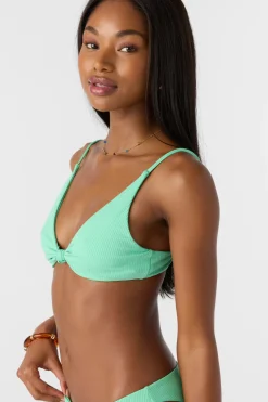 Saltwater Solids Rib Pismo Bralette Top - Jade Cream | O'Neill