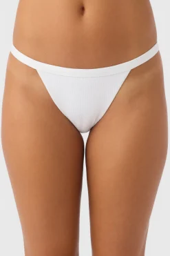 Saltwater Solids Rib Queens Cheeky Bottoms - White | O'Neill