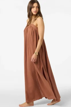 Saltwater Solids Sai Maxi Cover-Up Dress - Carob Brown | O'Neill