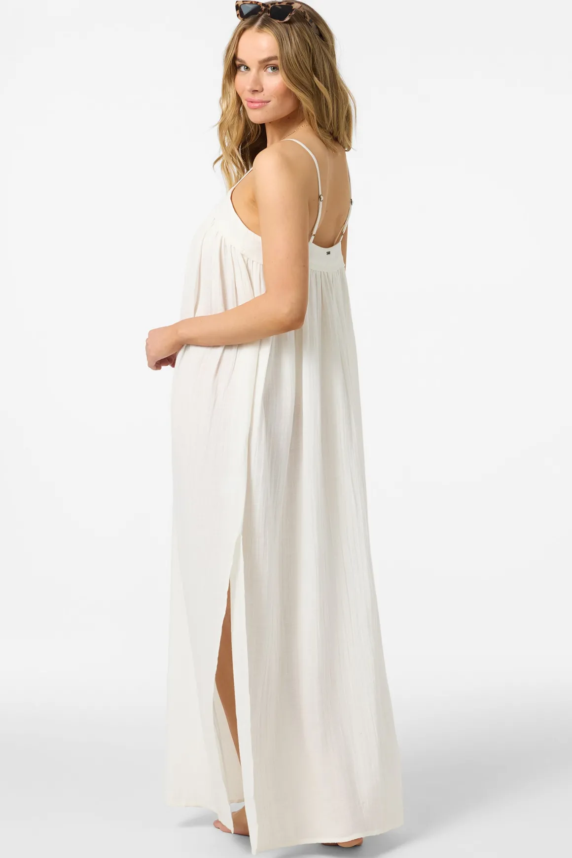 Saltwater Solids Sai Maxi Cover-Up Dress - White | O'Neill